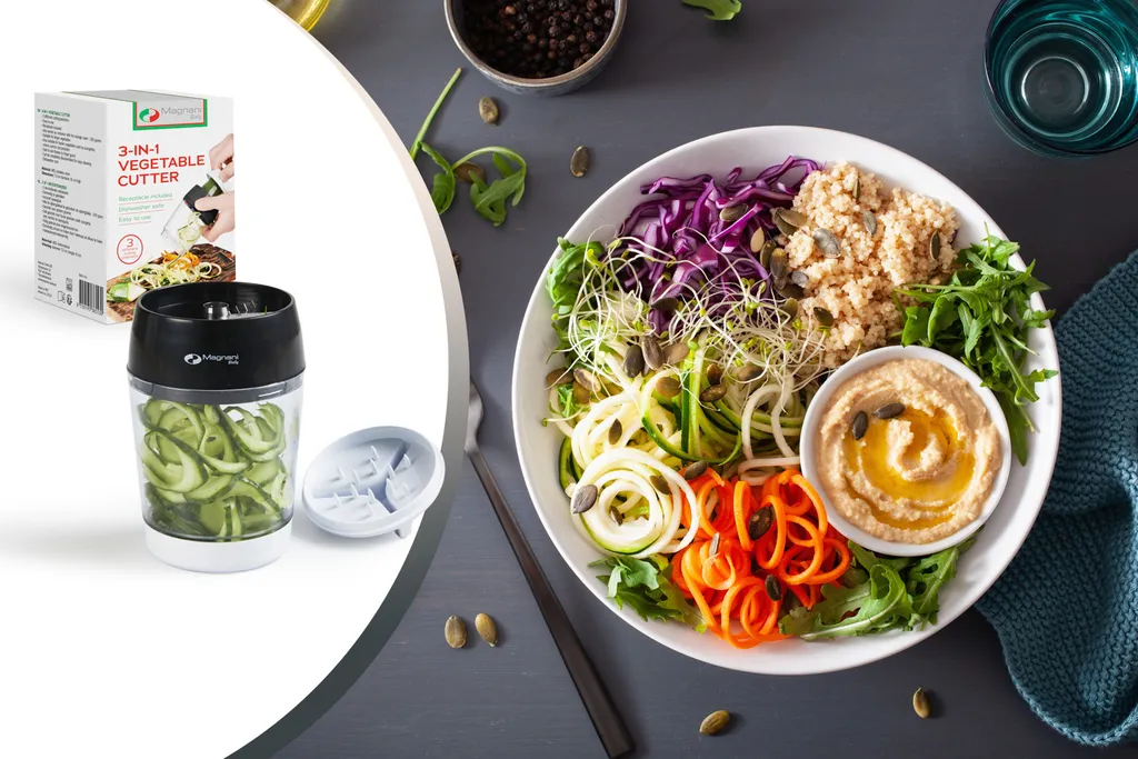 MAGNANI 3-in-1 Gemüseschneider Mit Verschiedenen Aufsätzen, Spiralschneider Für Gemüse Spaghetti Und Zoodles, Gemüse Spiralschneider Mit 200 Ml Behälter 2 MAGNANI 3-in-1 Gemüseschneider Mit Verschiedenen Aufsätzen, Spiralschneider Für Gemüse Spaghetti Und Zoodles, Gemüse Spiralschneider Mit 200 Ml Behälter – Bild 2