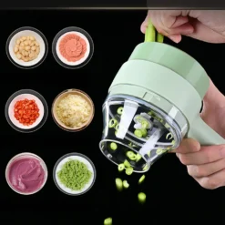 4 In 1 Handheld Elektrischer Gemüseschneider, BPA-frei Mini Knoblauchpressen Allesschneider Und Zerkleinerer Für Die Küche