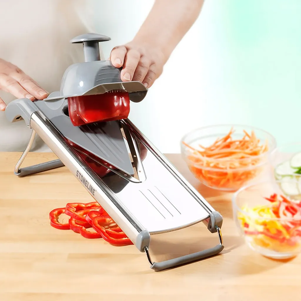 Stoneline Edelstahl Gemüsehobel Mit 5 Schneideinsätzen 7 Stoneline Edelstahl Gemüsehobel Mit 5 Schneideinsätzen – Bild 7