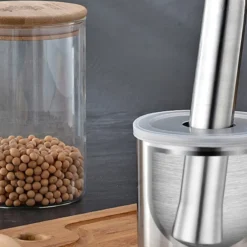 2er Set BAYLI Edelstahl Mörser Mit Stößel & Deckel - Massiver Gewürzmörser Für Die Küche - Bruchfeste Kräutermühle - Gewürzmühle Für Kräuter Und Gewürze - Tabletten Zerkleiner - Tablettenmörser -Herd Gluck Verkäufe 264e4a2a5deb42e1e76dad8de07d56ab 1