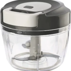 Schlosserei Bayerwald Multizerkleinerer Manuell - Gemüsehobel Edelstahl Mit Seilzug Griff - Zerkleinerer Mit Salatschüssel Mit Deckel - Zwiebelschneider ⌀13,5 Grau