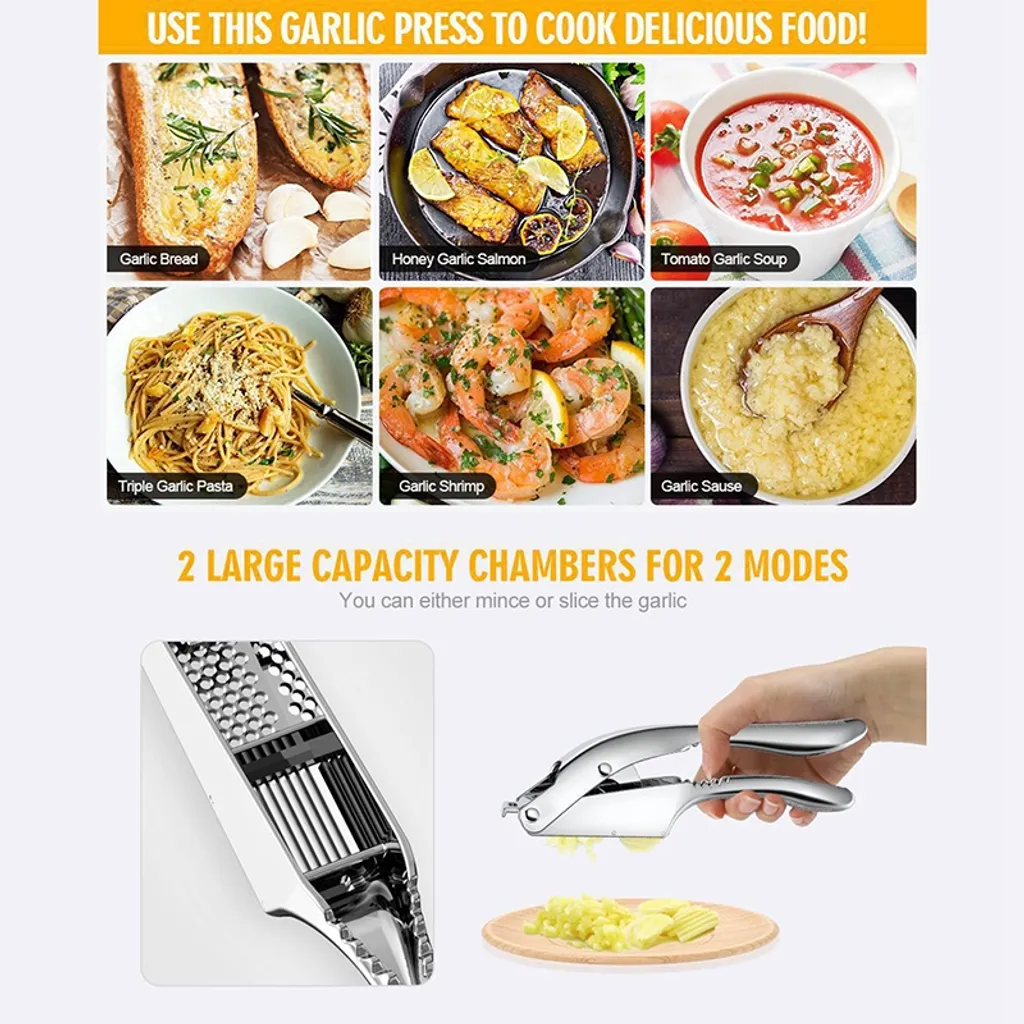 2 In1 Knoblauchpresse Knoblauchhacker Knoblauchschneider Aluminiumlegierung Küchenutensilien 2 2 In1 Knoblauchpresse Knoblauchhacker Knoblauchschneider Aluminiumlegierung Küchenutensilien – Bild 2