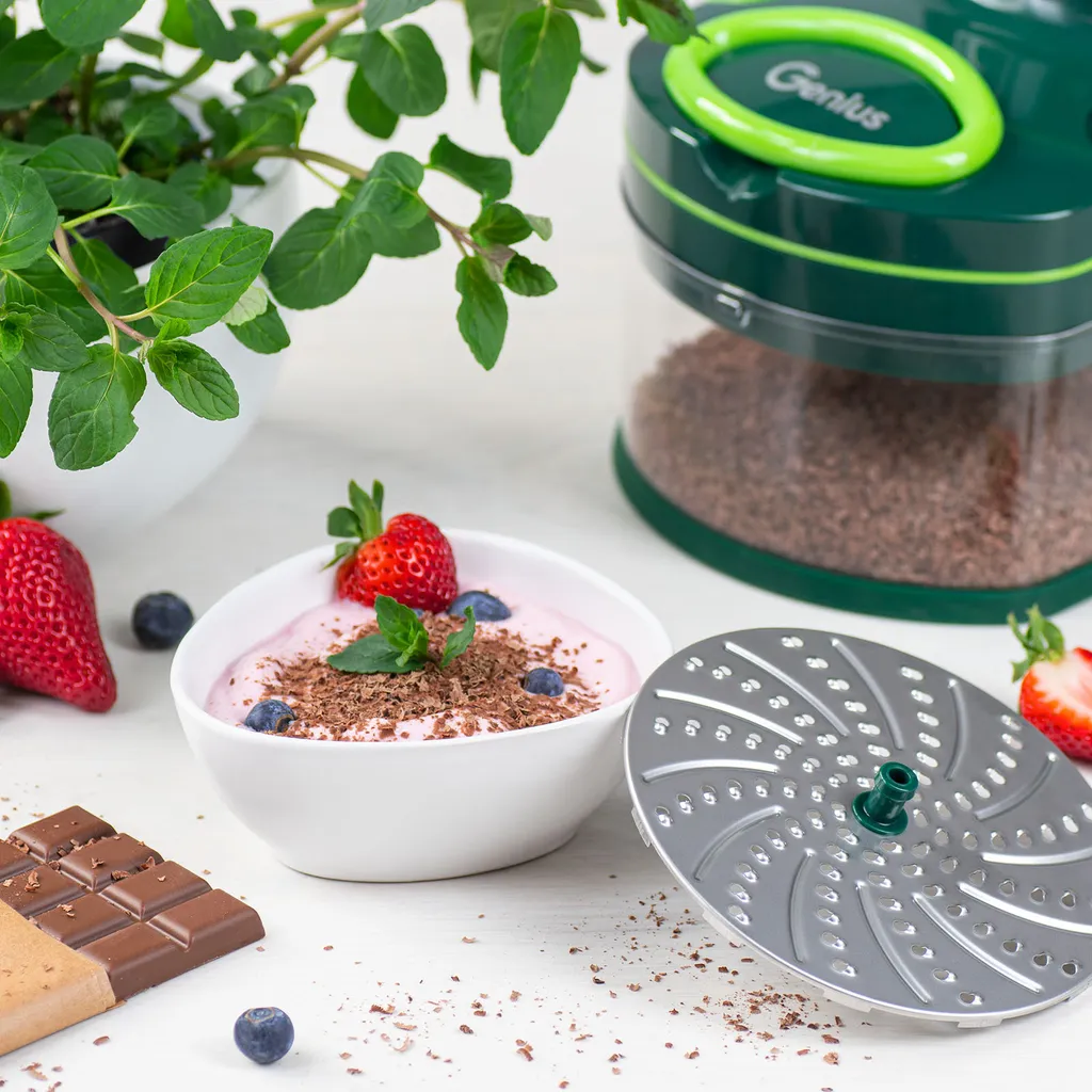 Genius Nicer Dicer Pegasus Gemüsezerkleinerer 10-tlg | Handzugdeckel | Geringer Kraftaufwand | Gemüseschneider Für Schnelles & Sicheres Arbeiten | Fein Reiben + Grob Schneiden 4 Genius Nicer Dicer Pegasus Gemüsezerkleinerer 10-tlg | Handzugdeckel | Geringer Kraftaufwand | Gemüseschneider Für Schnelles & Sicheres Arbeiten | Fein Reiben + Grob Schneiden – Bild 4