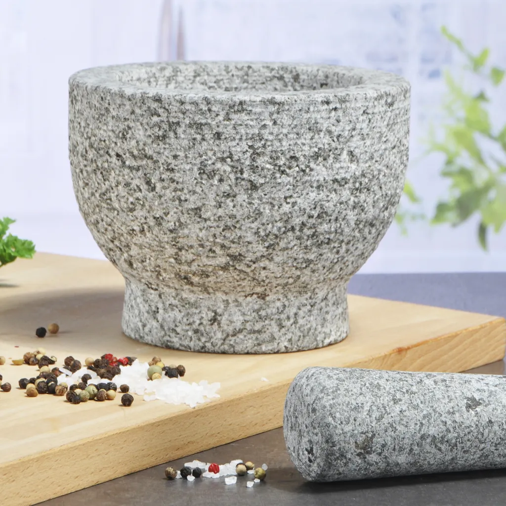 Mörser Aus Granitstein Mit Stößel - 15cm Durchmesser - Höhe: 11cm 5 Mörser Aus Granitstein Mit Stößel - 15cm Durchmesser - Höhe: 11cm – Bild 5