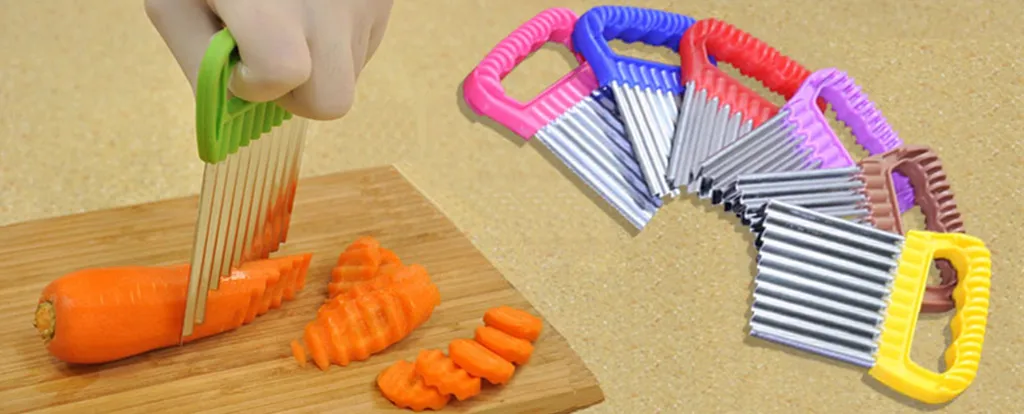 Wellenschneider Chips Chopper Obst Und Gemüseschneider Edelstahl Dekoriermesser, Farbe:Pink 3 Wellenschneider Chips Chopper Obst Und Gemüseschneider Edelstahl Dekoriermesser, Farbe:Pink – Bild 3