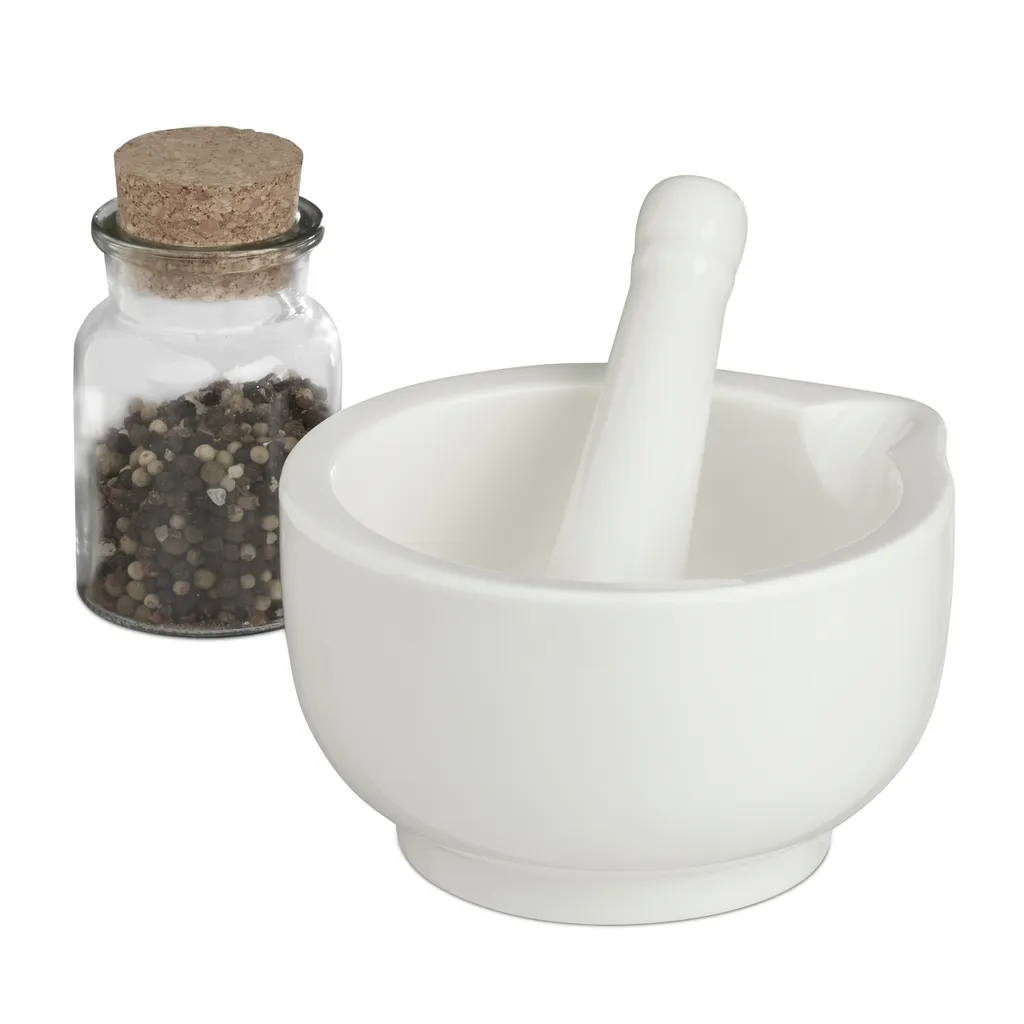Relaxdays Mörser Mit Stößel Porzellan 1 Relaxdays Mörser Mit Stößel Porzellan