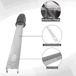 Zitronenreibe Aus Edelstahl | Parmesanreibe [32,5 Cm] | Ingwerreibe | Multifunktionaler Zester Reibe | Muskatnuss Reibe Mit Schutz & Reinigungsbürste | Hobel Reibe Für Schokolade, Käse, Kokosnuss -Herd Gluck Verkäufe 52c58bb2c38fb67abfc25b51cd988a9e 1