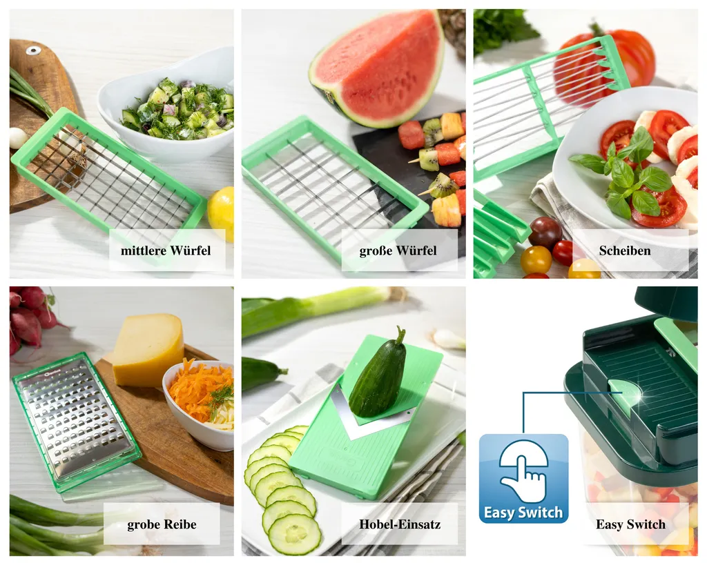 Genius Nicer Dicer Exclusive Gemüseschneider 15tlg Mit 6 Einsätzen + Rezeptheft; A34286 3 Genius Nicer Dicer Exclusive Gemüseschneider 15tlg Mit 6 Einsätzen + Rezeptheft; A34286 – Bild 3