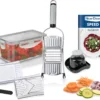 Genius Nicer Dicer Speed Set 9-tlg Multihobel - Verstellbarer V Hobel Mit 3 Einsätzen, Schneidguthalter & Auffangbehälter 550ml; A34224