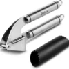 Deiss PRO Knoblauchpresse Und Silikon-Knoblauchschäler-Set - Bestes Werkzeug Zum Sekundenschnellen Zerkleinern Von Knoblauch Und Ingwer - Rostfreier Edelstahl Und Extrem Leicht Zu Reinigen - Spülmaschinenfest
