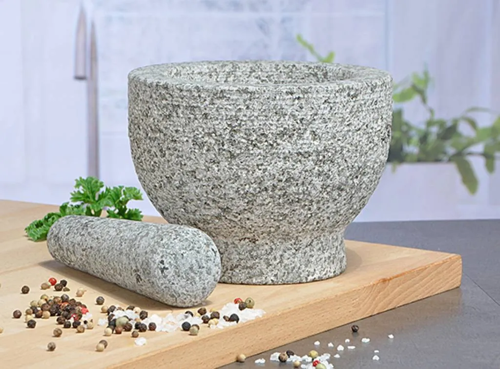 Mörser Aus Granitstein Mit Stößel - 15cm Durchmesser - Höhe: 11cm 3 Mörser Aus Granitstein Mit Stößel - 15cm Durchmesser - Höhe: 11cm – Bild 3