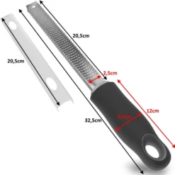 Zitronenreibe Aus Edelstahl | Parmesanreibe [32,5 Cm] | Ingwerreibe | Multifunktionaler Zester Reibe | Muskatnuss Reibe Mit Schutz & Reinigungsbürste | Hobel Reibe Für Schokolade, Käse, Kokosnuss -Herd Gluck Verkäufe 7348d78783ce9278c94ef0483760e83e 1