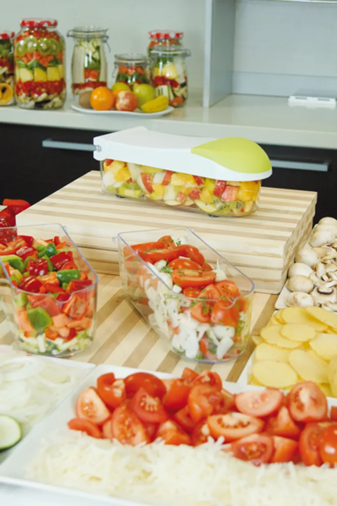 Dicer Express - Multifunktionales Gemüse- Und Obstschneider, 15 Teiliges Set Mit Fingerschutz, Alles-Schneider- Original Aus Der TV Werbung 6 Dicer Express - Multifunktionales Gemüse- Und Obstschneider, 15 Teiliges Set Mit Fingerschutz, Alles-Schneider- Original Aus Der TV Werbung – Bild 6