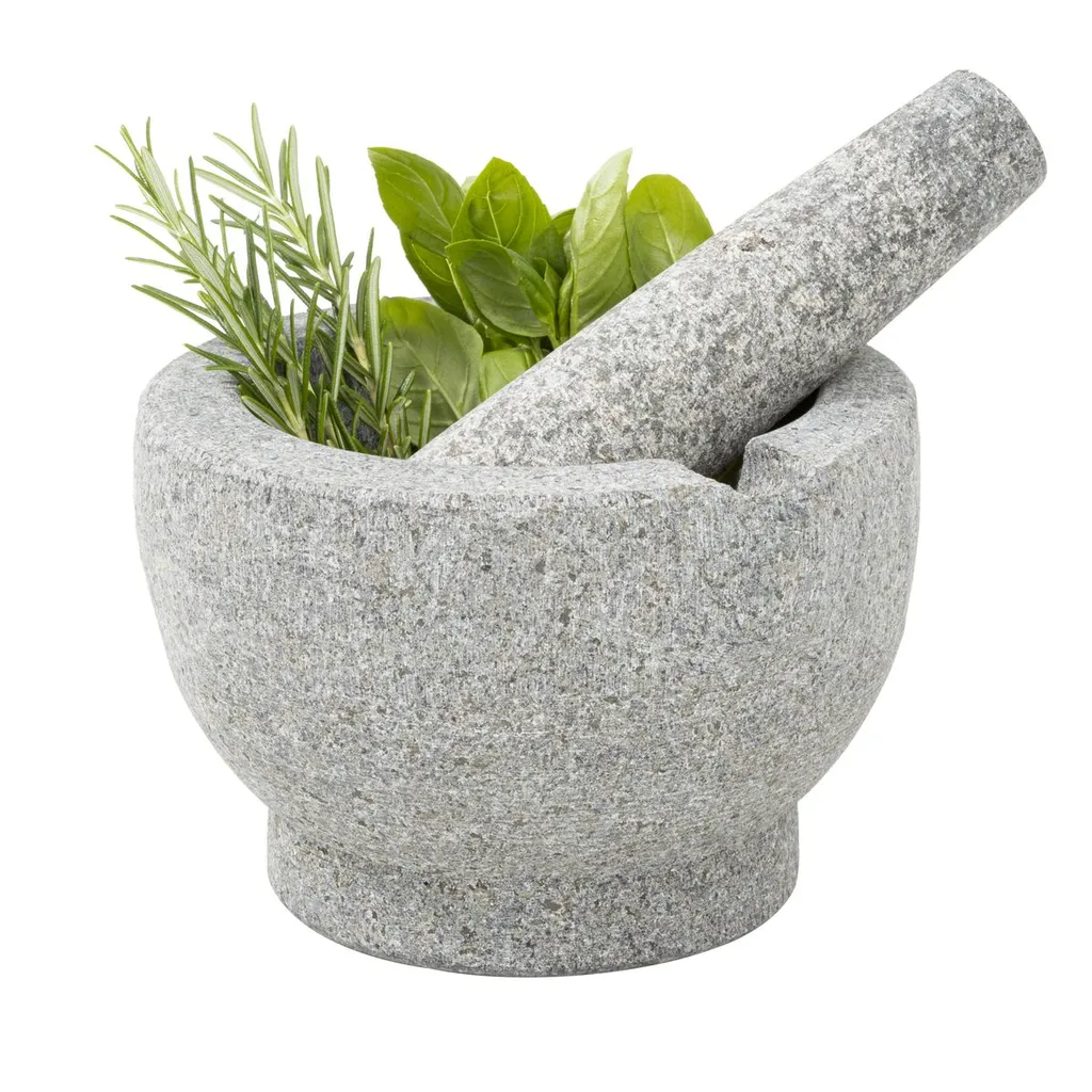 Mörser Mit Stößel Reibe Zerkleinerer Gewürz Mühle Aus Granit 2 Mörser Mit Stößel Reibe Zerkleinerer Gewürz Mühle Aus Granit – Bild 2