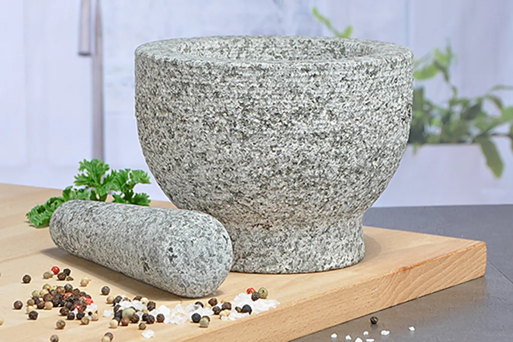 Mörser Aus Granitstein Mit Stößel - 15cm Durchmesser - Höhe: 11cm 1 Mörser Aus Granitstein Mit Stößel - 15cm Durchmesser - Höhe: 11cm