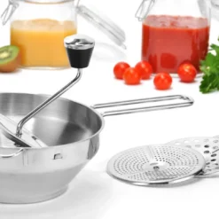 EDELSTAHL Passiermühle Passiersieb Sieb Passier Mühle Zerkleinerer 3 Einsätze