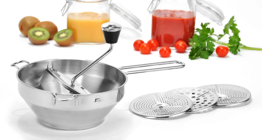 EDELSTAHL Passiermühle Passiersieb Sieb Passier Mühle Zerkleinerer 3 Einsätze 1 EDELSTAHL Passiermühle Passiersieb Sieb Passier Mühle Zerkleinerer 3 Einsätze