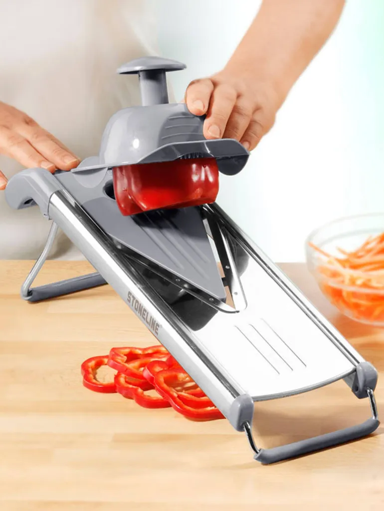 Stoneline Edelstahl Gemüsehobel Mit 5 Schneideinsätzen 16 Stoneline Edelstahl Gemüsehobel Mit 5 Schneideinsätzen – Bild 16