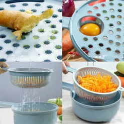 9 In 1 Multifunktionaler Gemüseschneider Gemüsereiben Allesschneider Obsthobel Reibe Zerkleinerer Zwiebelschneider Eierteiler,Blau -Herd Gluck Verkäufe 95e091c75842b29a35f19fdcfa68fbc1