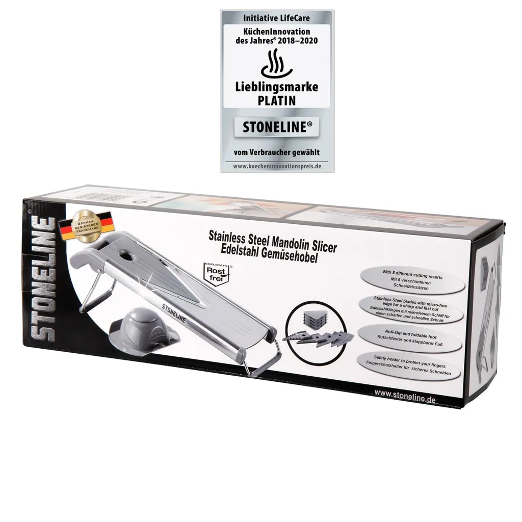 Stoneline Edelstahl Gemüsehobel Mit 5 Schneideinsätzen 12 Stoneline Edelstahl Gemüsehobel Mit 5 Schneideinsätzen – Bild 12