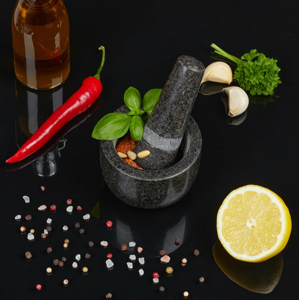 Relaxdays Granit Mörser Mit Stößel Klein 3 Relaxdays Granit Mörser Mit Stößel Klein – Bild 3