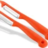 Sparschäler 2er Set Schäler Obst Gemüse Mit Rostfreier Scharfer Pendelklinge Universalschäler Für Rechts Und Linkshänder Allzweckschäler Zum Schälen Von Obst Gemüse Spülmaschinen Geeignet Orange