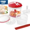 Genius Nicer Dicer Twist Universalzerkleinerer 9-tlg Rot - Gemüseschneider Manuell Mit Seilzug, Salatschleuder & Sieb 1000ml; A29188