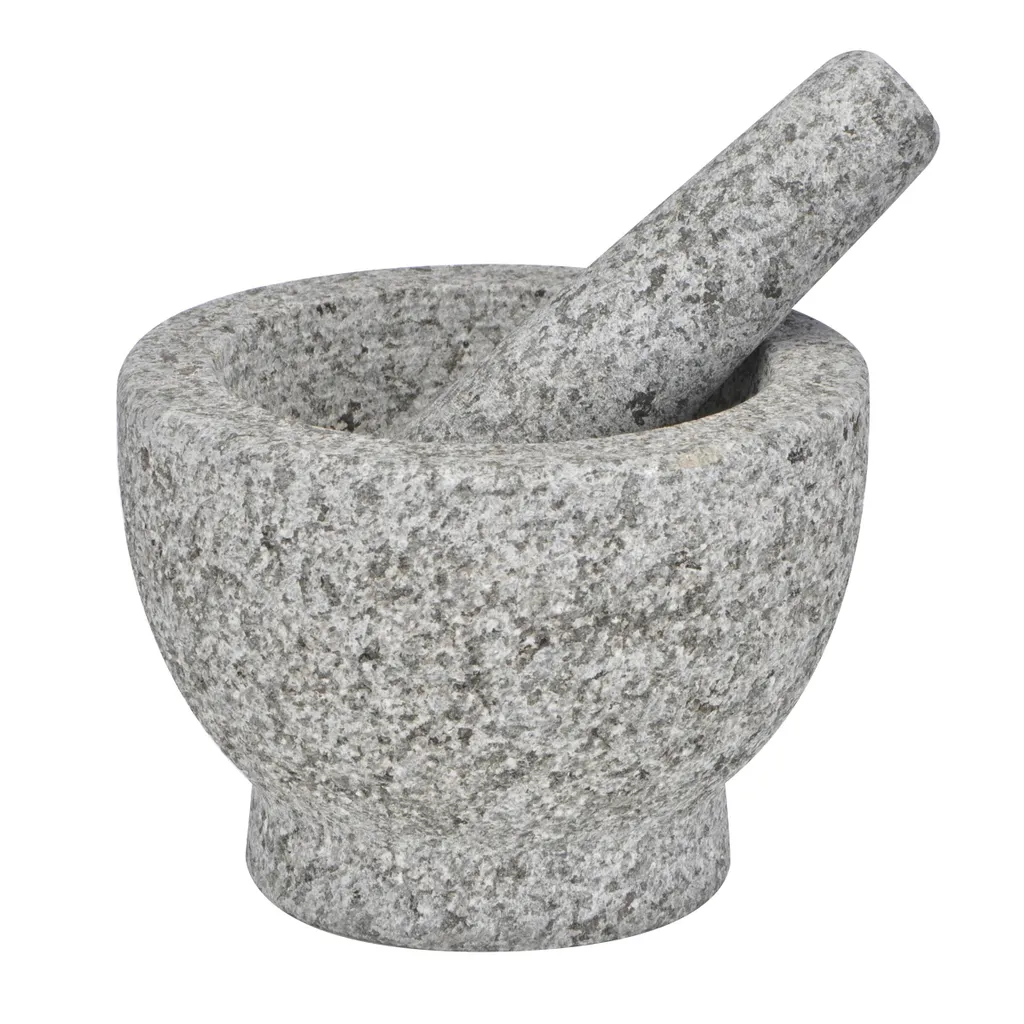Mörser Aus Granitstein Mit Stößel - 15cm Durchmesser - Höhe: 11cm 2 Mörser Aus Granitstein Mit Stößel - 15cm Durchmesser - Höhe: 11cm – Bild 2