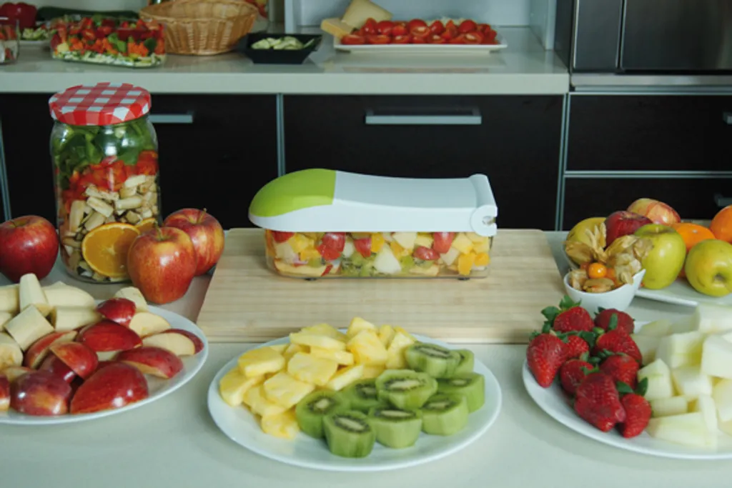 Dicer Express - Multifunktionales Gemüse- Und Obstschneider, 15 Teiliges Set Mit Fingerschutz, Alles-Schneider- Original Aus Der TV Werbung 5 Dicer Express - Multifunktionales Gemüse- Und Obstschneider, 15 Teiliges Set Mit Fingerschutz, Alles-Schneider- Original Aus Der TV Werbung – Bild 5