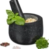 Relaxdays Granit Mörser Mit Stößel 12 Cm