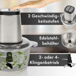 ProfiCook® Zerkleinerer Küche Elektrisch Inkl. Ice Crush-Funktion, Gemüseschneider Mit 1,7L Edelstahlbehälter, Elektrisch Mit Kombimesser Für 2- Oder 4-Klingenbetrieb- PC-MZ 1227 -Herd Gluck Verkäufe eafb15cc6844429ec25e0413f0d5697d