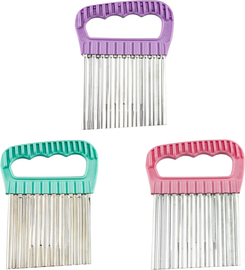 Wellenschneider Chips Chopper Obst Und Gemüseschneider Edelstahl Dekoriermesser, Farbe:Pink 1 Wellenschneider Chips Chopper Obst Und Gemüseschneider Edelstahl Dekoriermesser, Farbe:Pink