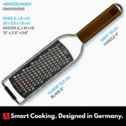 REDSALT® Premium Parmesanreibe Mit Holzgriff | Rasiermesserscharfe Profi Julienne Edelstahl Reibe Für Feine Gemüsestreifen Karotte Zucchini Kartoffel Obst Apfel | Küchenreibe Hobel Raspel Für Käse -Herd Gluck Verkäufe f201dd0ccbd85d983b5142ce1645b0f7