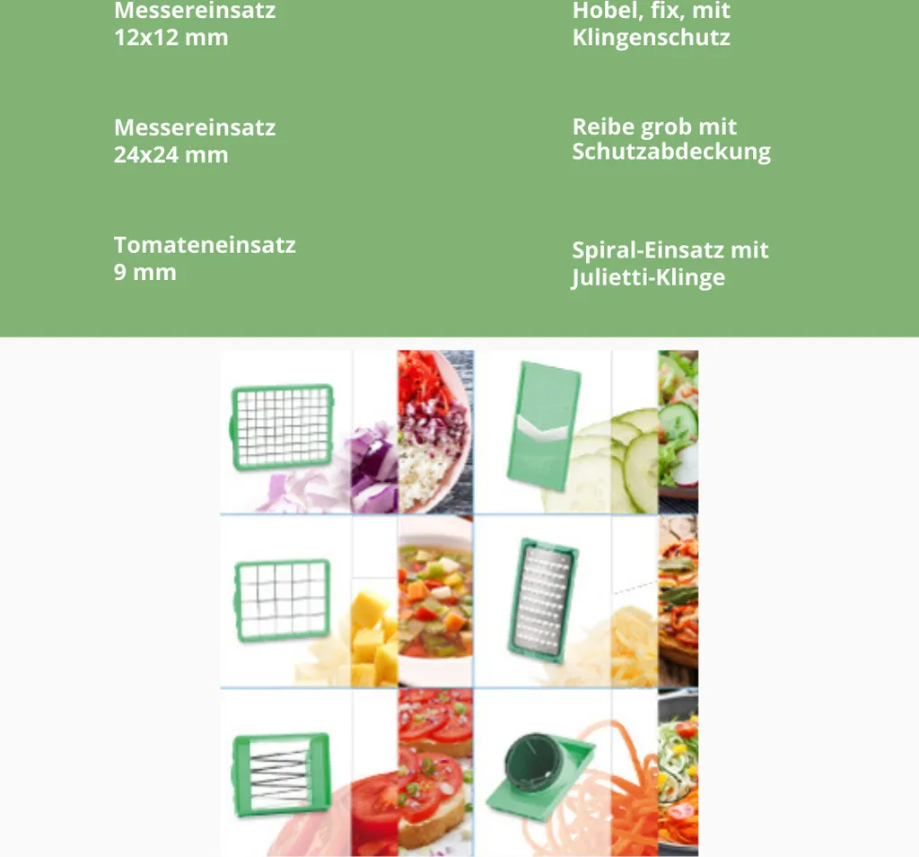 Genius Nicer Dicer Chef (15 Teile) Obst & Gemüseschneider Allesschneider Julietti-Schneider Multi-Schneider; A27060 6 Genius Nicer Dicer Chef (15 Teile) Obst & Gemüseschneider Allesschneider Julietti-Schneider Multi-Schneider; A27060 – Bild 6