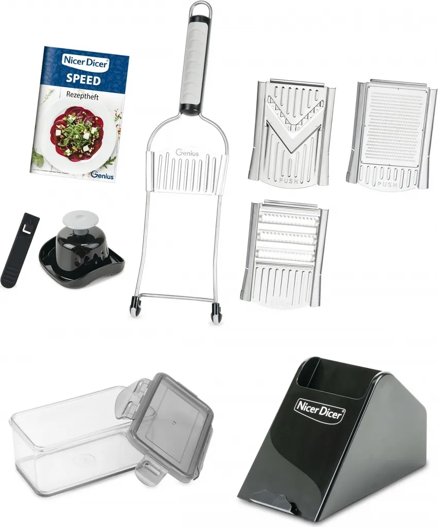 Genius Nicer Dicer Speed XXL Vorteilsset 10tlg. Plus Schäler 1 Genius Nicer Dicer Speed XXL Vorteilsset 10tlg. Plus Schäler