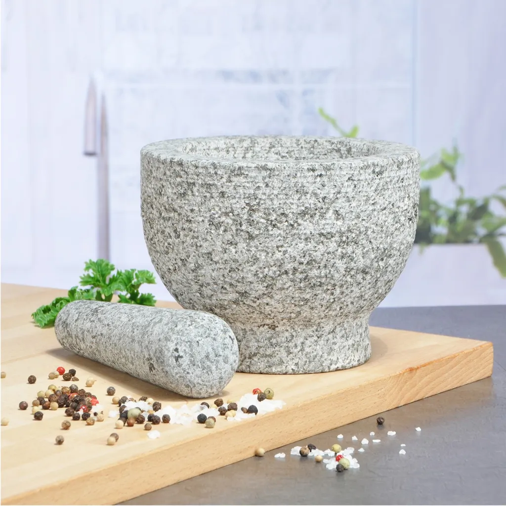 Mörser Aus Granitstein Mit Stößel - 15cm Durchmesser - Höhe: 11cm 4 Mörser Aus Granitstein Mit Stößel - 15cm Durchmesser - Höhe: 11cm – Bild 4