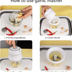 Elektrische Mini-Chopper-Küchenmaschine, Tragbare Knoblauchmühle, Kabelloser Kleiner Lebensmittel-Chopper Mit USB-Aufladung Für Ingwer-Zwiebel-Chili-Gemüse (250 Ml),Weiß,250ml -Herd Gluck Verkäufe ffeb12ef186470544452861492f0c5ea